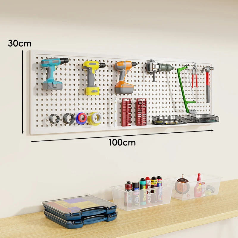 Tool Pegboard Organizer Powder-Coated Steel Wall-Mounted With 10 Hooks