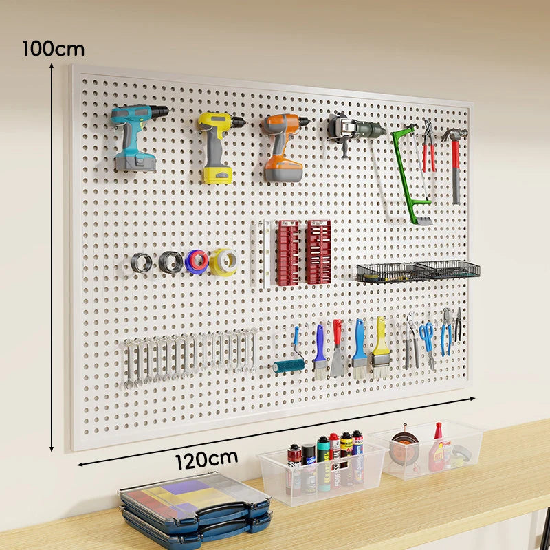 Tool Pegboard Organizer Powder-Coated Steel Wall-Mounted With 10 Hooks