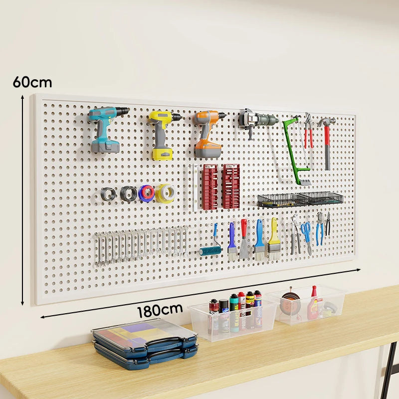 Tool Pegboard Organizer Powder-Coated Steel Wall-Mounted With 10 Hooks