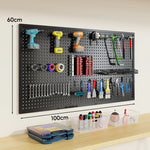 Tool Pegboard Organizer Powder-Coated Steel Wall-Mounted With 10 Hooks