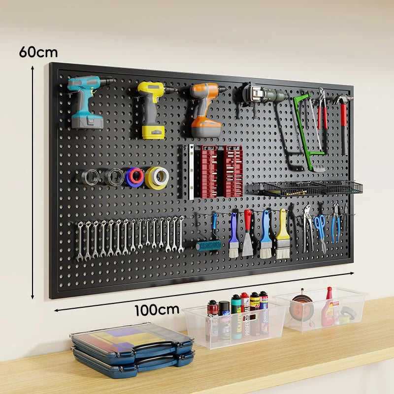 Tool Pegboard Organizer Powder-Coated Steel Wall-Mounted With 10 Hooks