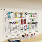Tool Pegboard Organizer Powder-Coated Steel Wall-Mounted With 10 Hooks