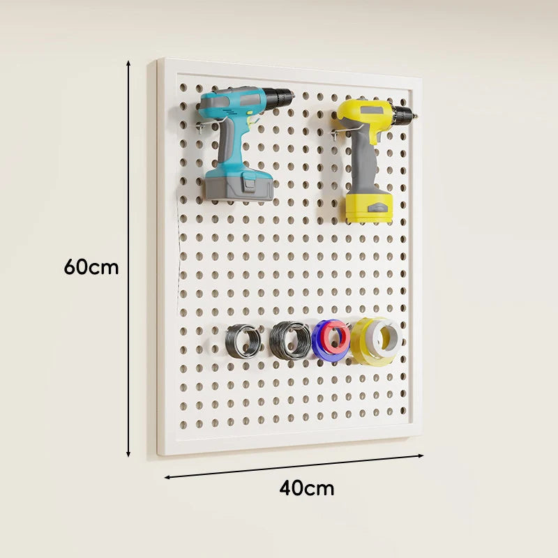 Tool Pegboard Organizer Powder-Coated Steel Wall-Mounted With 10 Hooks
