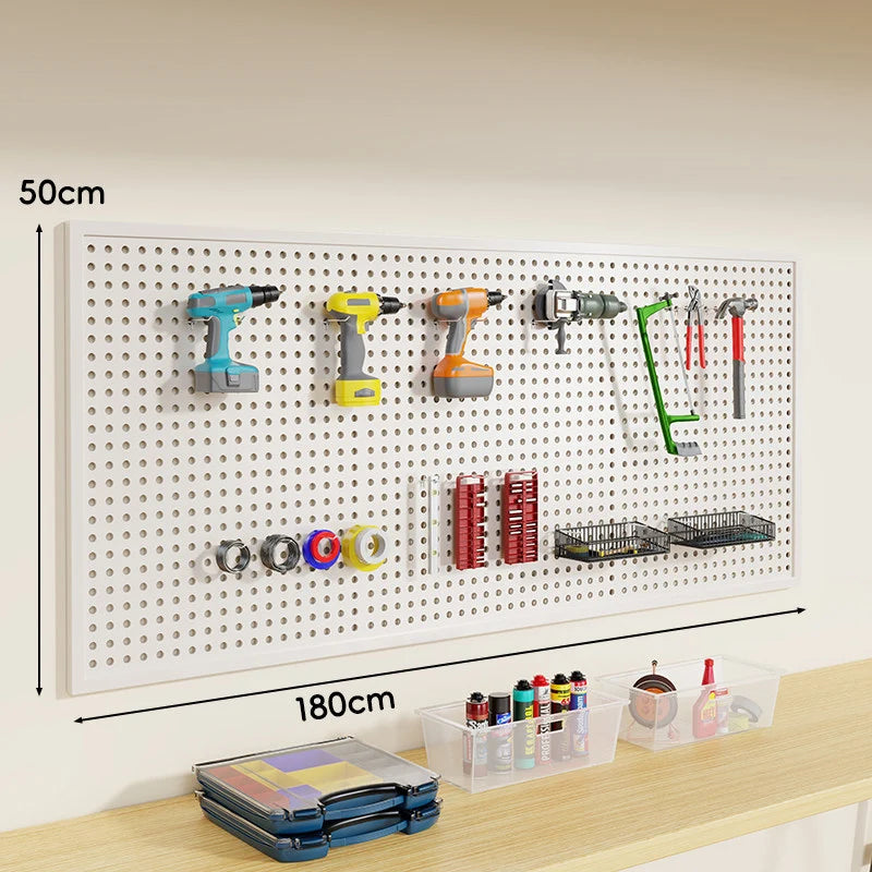 Tool Pegboard Organizer Powder-Coated Steel Wall-Mounted With 10 Hooks
