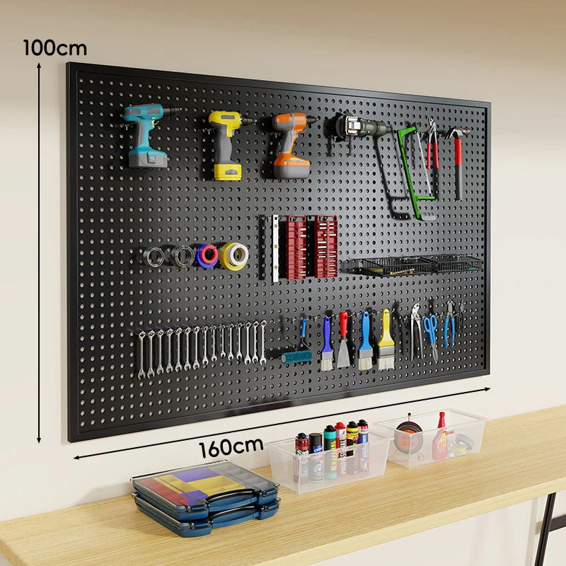Tool Pegboard Organizer Powder-Coated Steel Wall-Mounted With 10 Hooks