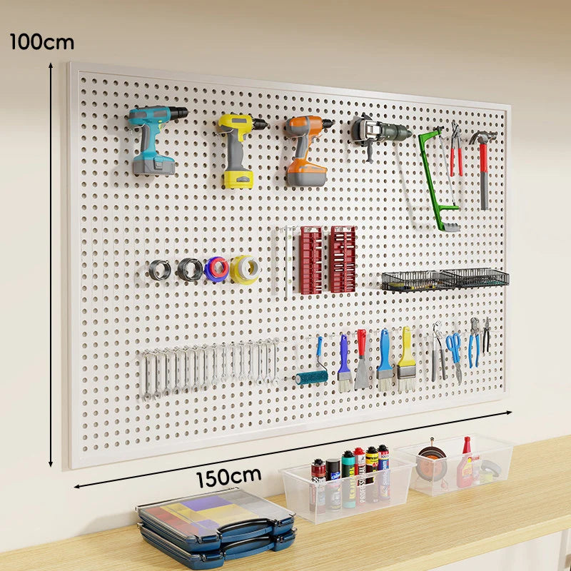 Tool Pegboard Organizer Powder-Coated Steel Wall-Mounted With 10 Hooks