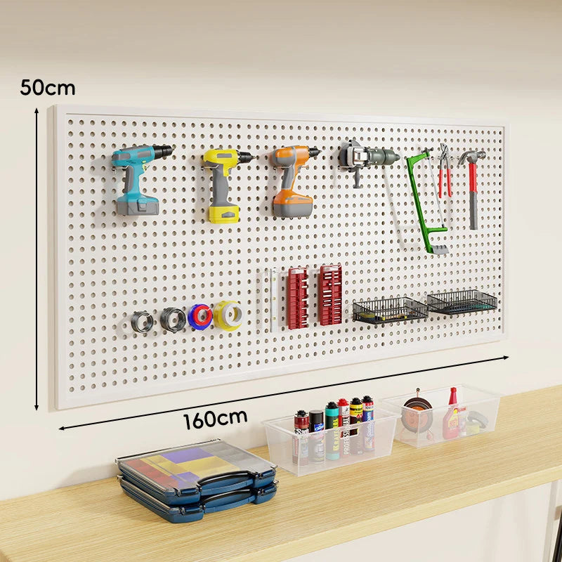 Tool Pegboard Organizer Powder-Coated Steel Wall-Mounted With 10 Hooks