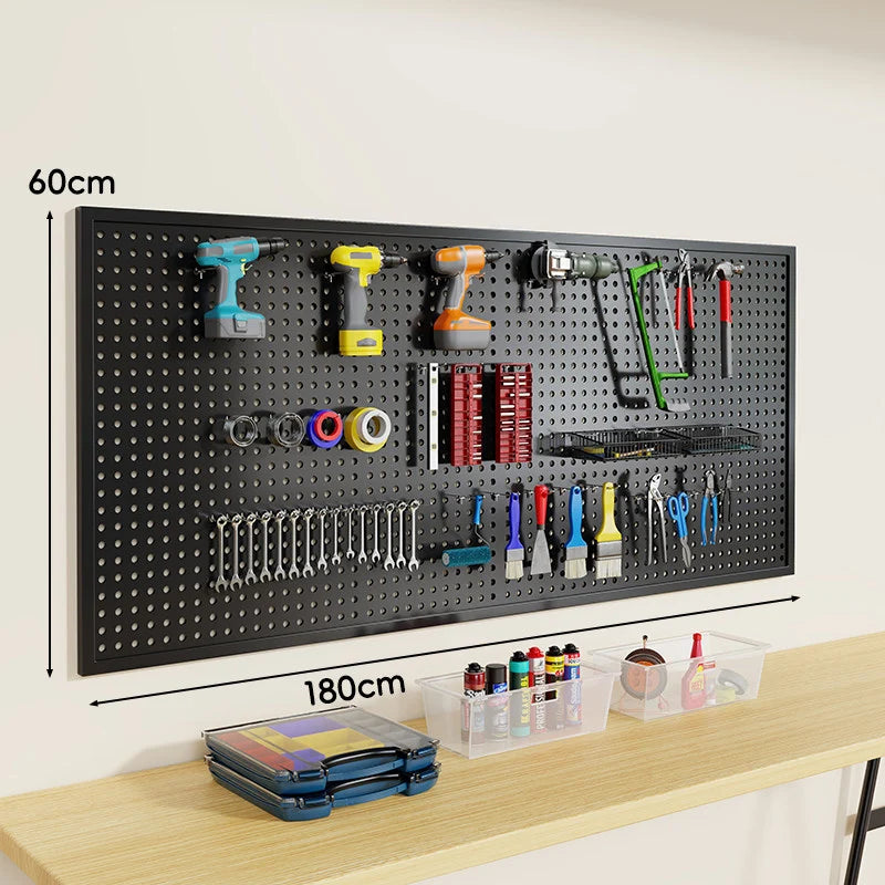 Tool Pegboard Organizer Powder-Coated Steel Wall-Mounted With 10 Hooks