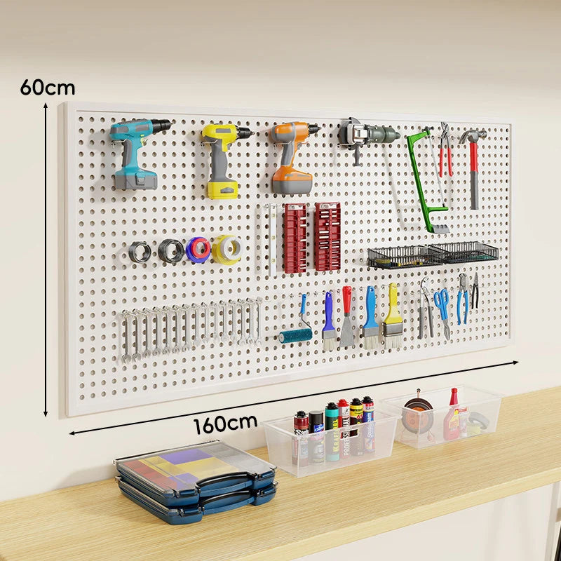 Tool Pegboard Organizer Powder-Coated Steel Wall-Mounted With 10 Hooks