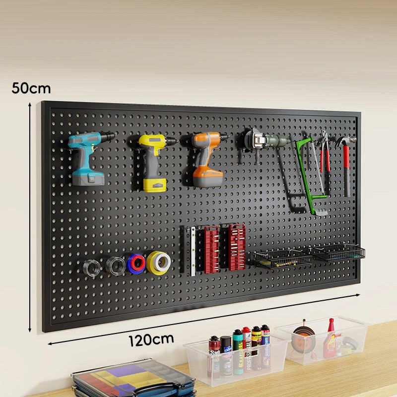 Tool Pegboard Organizer Powder-Coated Steel Wall-Mounted With 10 Hooks
