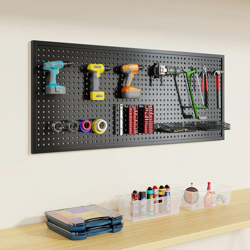 Tool Pegboard Organizer Powder-Coated Steel Wall-Mounted With 10 Hooks