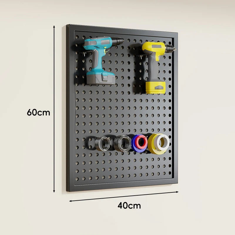 Tool Pegboard Organizer Powder-Coated Steel Wall-Mounted With 10 Hooks