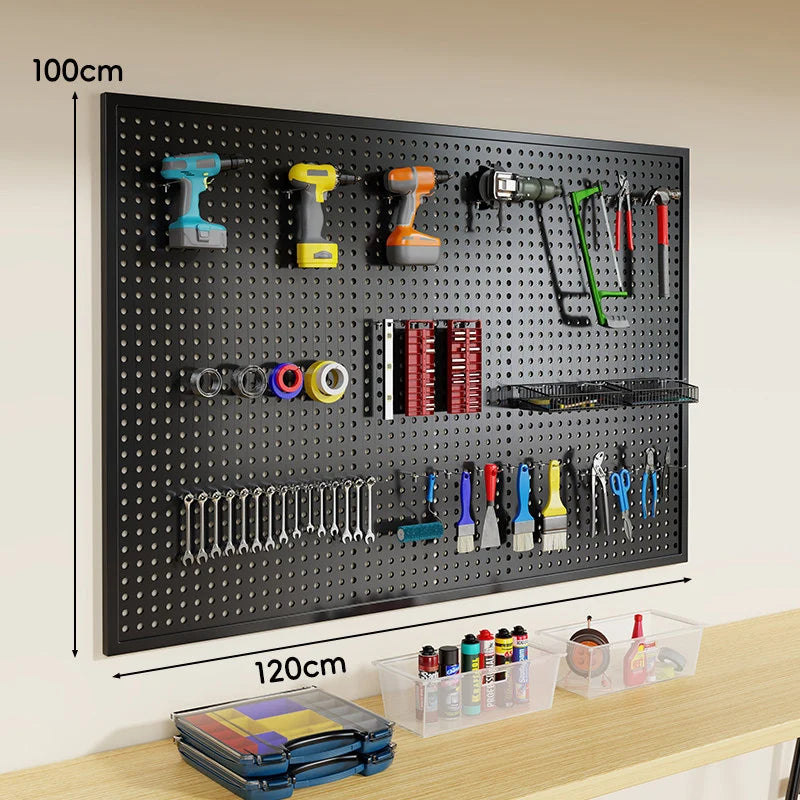 Tool Pegboard Organizer Powder-Coated Steel Wall-Mounted With 10 Hooks