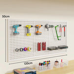 Tool Pegboard Organizer Powder-Coated Steel Wall-Mounted With 10 Hooks