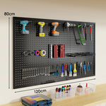 Tool Pegboard Organizer Powder-Coated Steel Wall-Mounted With 10 Hooks