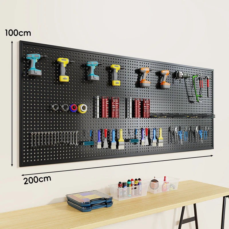 Tool Pegboard Organizer Powder-Coated Steel Wall-Mounted With 10 Hooks