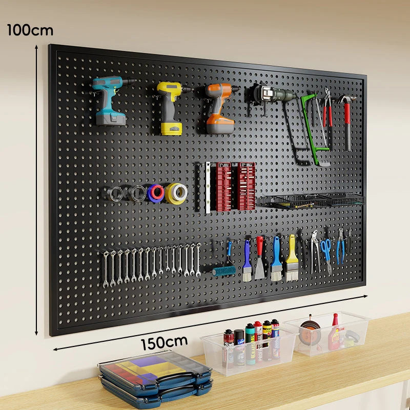 Tool Pegboard Organizer Powder-Coated Steel Wall-Mounted With 10 Hooks
