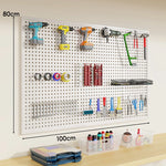 Tool Pegboard Organizer Powder-Coated Steel Wall-Mounted With 10 Hooks