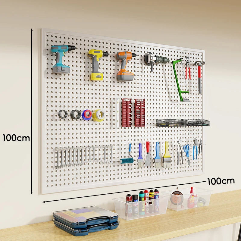 Tool Pegboard Organizer Powder-Coated Steel Wall-Mounted With 10 Hooks
