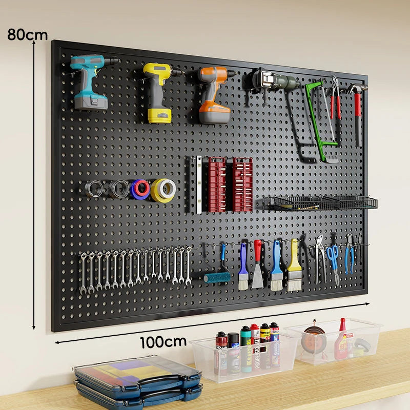 Tool Pegboard Organizer Powder-Coated Steel Wall-Mounted With 10 Hooks