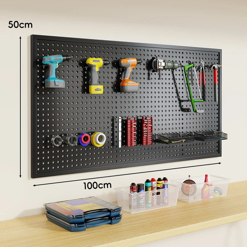Tool Pegboard Organizer Powder-Coated Steel Wall-Mounted With 10 Hooks