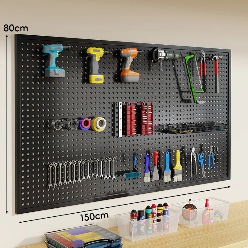 Tool Pegboard Organizer Powder-Coated Steel Wall-Mounted With 10 Hooks
