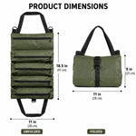 Tool Roll Organizer Canvas Roll-Up With 5 Zippered Pockets
