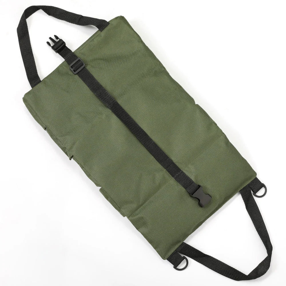 Tool Roll Organizer Canvas Roll-Up With 5 Zippered Pockets