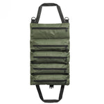 Tool Roll Organizer Canvas Roll-Up With 5 Zippered Pockets