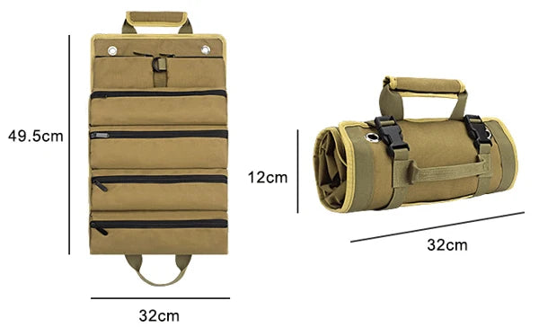 Tool Roll Organizer Foldable With Multiple Compartments