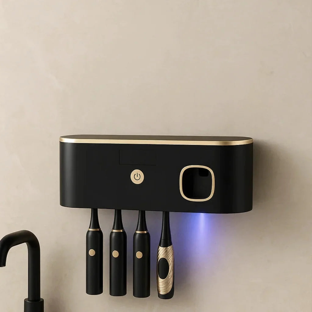 Toothbrush Holder Wall-Mounted Automatic Dispenser & UV Sterilizer Five-Slot