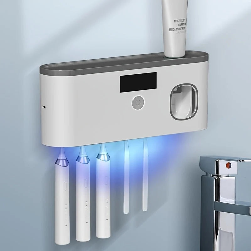 Toothbrush Holder Wall-Mounted Automatic Dispenser & UV Sterilizer Five-Slot