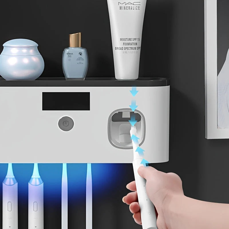 Toothbrush Holder Wall-Mounted Automatic Dispenser & UV Sterilizer Five-Slot