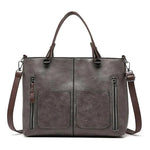 Tote Bag Leather Zipper Closure Interior Pockets
