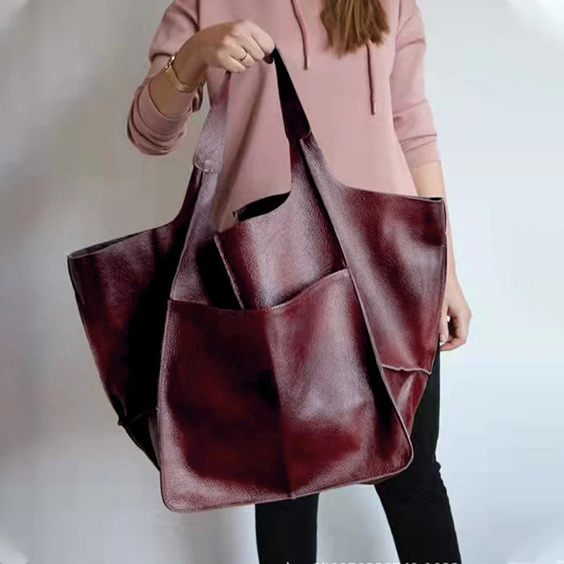 Tote Bag Oversized Scratch-Resistant PU Leather Convertible