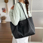 Tote Bag Woven Leather Matching Zip Pouch