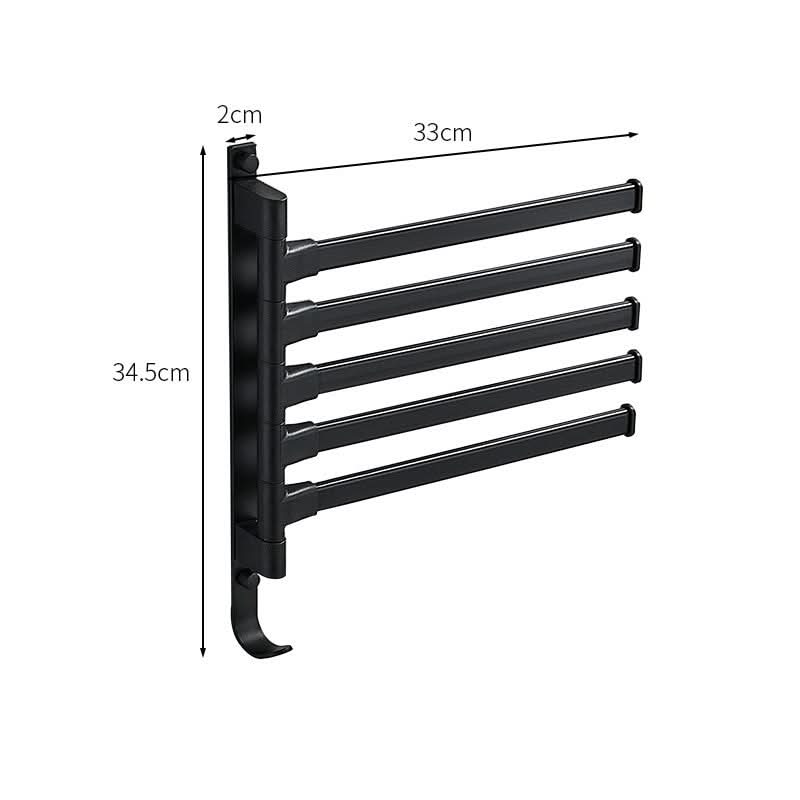 Towel Rack Five-Arm Space-Saving Metal Matte Black