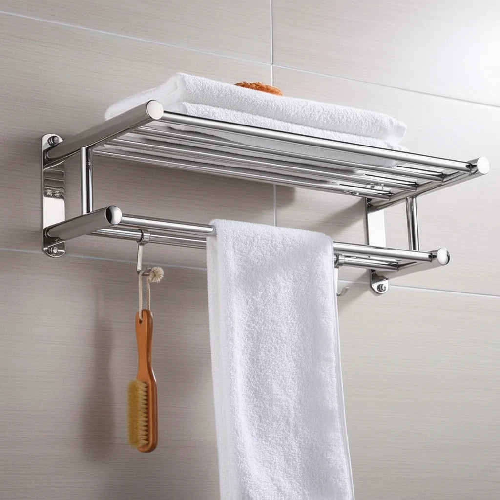 Towel Rack Wall-Mounted Stainless Steel Space-Saving