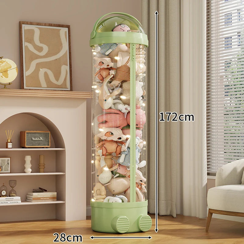 Toy Storage Organizer Clear PVC Zippered Lid Rolling Wheels Ventilated Base