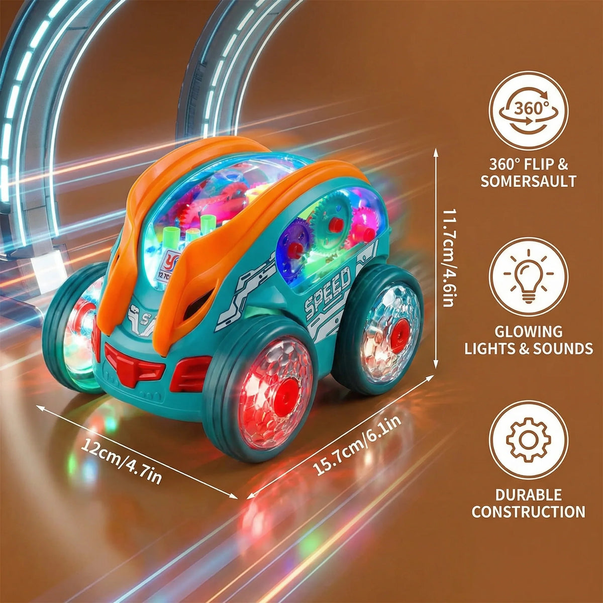 Toy Stunt Car Flipping & Spinning Rechargeable LED Lights