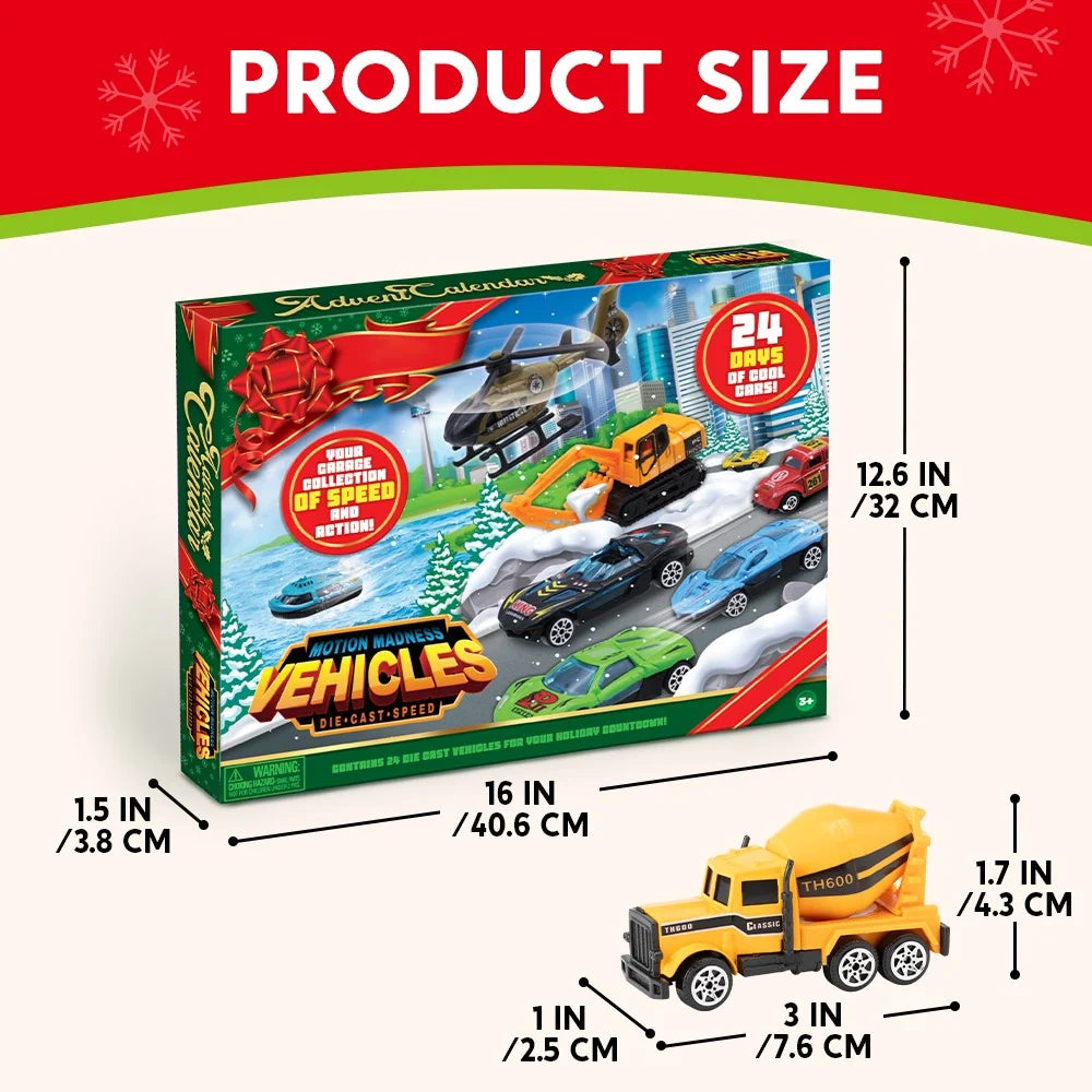Toy Vehicle Advent Calendar 24 Mini Vehicles Moving Parts