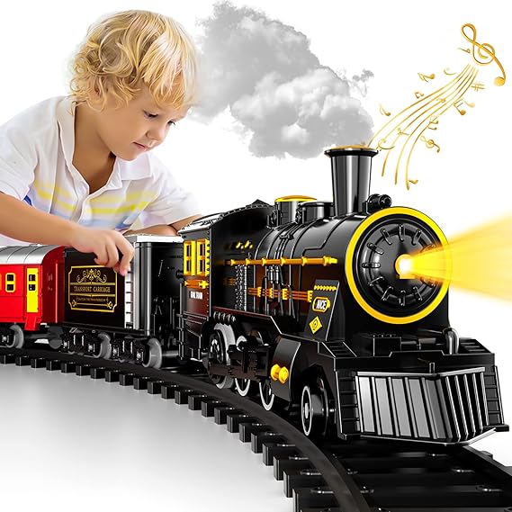 Train Set Battery-Operated Realistic Sound Easy Assembly