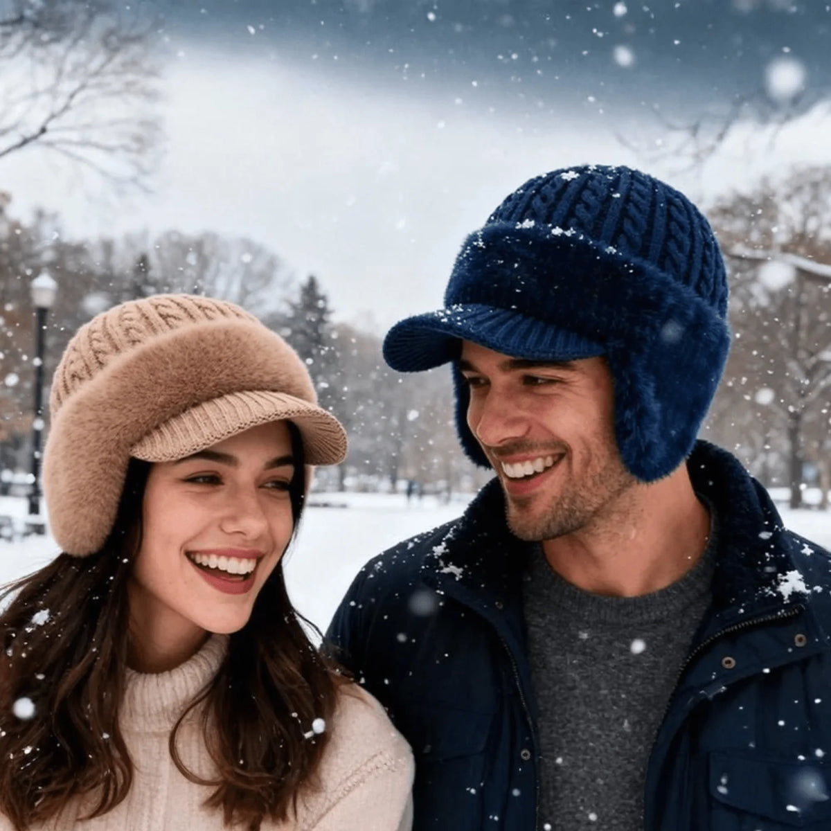 Trapper Hat Fleece Lined Double-Layer Knit Ear Flaps
