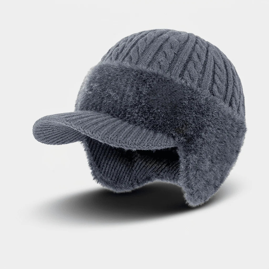 Trapper Hat Fleece Lined Double-Layer Knit Ear Flaps