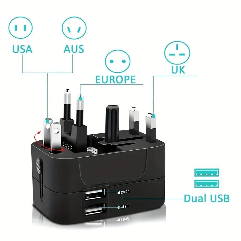 Travel Adapter Dual USB Universal Voltage