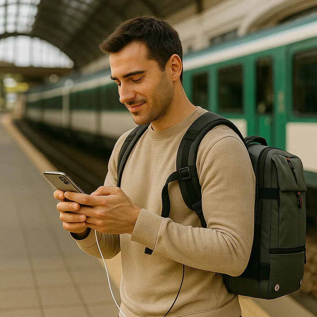 Travel Backpack Compression Zones & Hidden Lockable Zippers