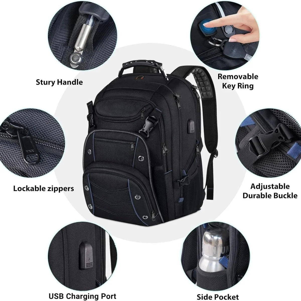 Travel Backpack TSA-Friendly RFID Protection USB Charging Port