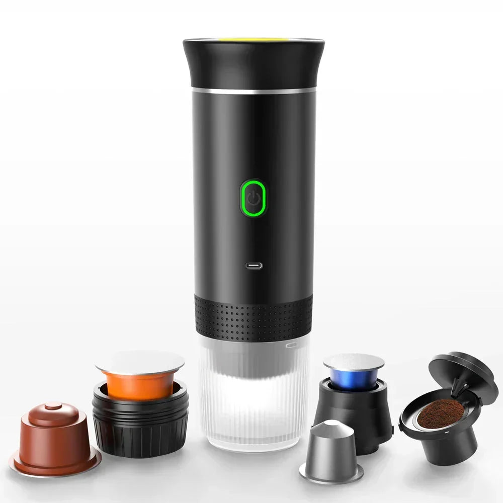 Travel Coffee Maker Cordless One-Touch With Cup & Charger
