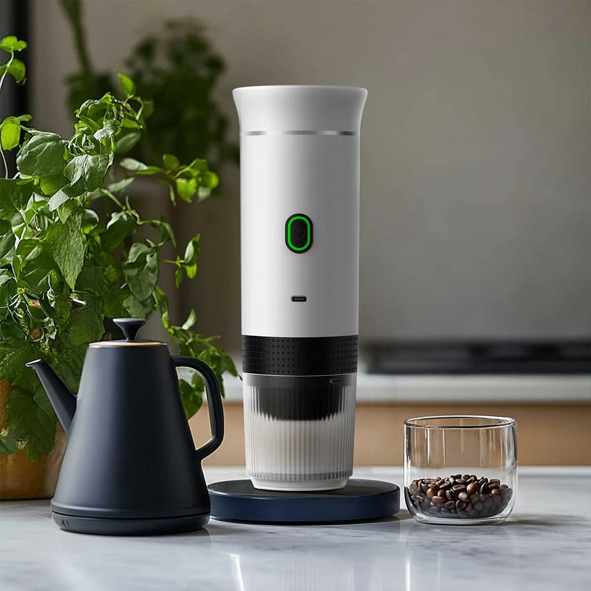 Travel Coffee Maker Cordless One-Touch With Cup & Charger