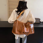 Travel Duffel Bag Leather Multiple Pockets Detachable Shoulder Strap